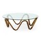 Homeroots 45" Clear and Brown Glass And Solid Wood Round Abstract Coffee Table 489059 - alternate 1