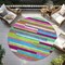 Homeroots 8' Lavender Orange And Lime Green Round Striped Washable Indoor Outdoor Area Rug 613292 - alternate 2