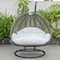 Leisuremod Charcoal Wicker Hanging 2 person Egg Swing Chair, White ESCCH-57W - alternate 2