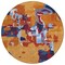 Homeroots 8' Copper Gray And Burgundy Round Abstract Washable Indoor Outdoor Area Rug 599552 - alternate 2