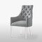 Homeroots Set of Two Tufted Light Gray And Clear Upholstered Linen Dining Arm Chairs 543548 - alternate 2