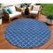 Homeroots 8' Blue And Ivory Round Geometric Washable Indoor Outdoor Area Rug 596179 - alternate 1
