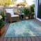 Homeroots 9' X 12' Teal Blue Peach And Ivory Abstract Washable Indoor Outdoor Area Rug 615888 - alternate 2