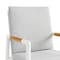 Armen Living Crown White Aluminum and Teak Outdoor Dining Chair with Light Gray Fabric - Set of 2 LCCRCHWH - alternate 2