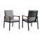 Armen Living Crown Black Aluminum and Teak Outdoor Dining Chair with Dark Gray Fabric - Set of 2 LCCRCHBL - alternate 1