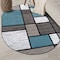 World Rug Gallery Contemporary Modern Boxes Design Soft Area Rug 5 ft x 7 ft Oval Gray 106BLUE5OV - alternate 1