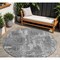 Homeroots 8' Gray And Charcoal Round Geometric Washable Indoor Outdoor Area Rug 594553 - alternate 1
