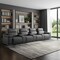 Homeroots 175" Dark Gray Italian Leather Reclining Metal USB Sofa 720414 - alternate 2