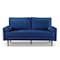 Homeroots 69" Blue Velvet Sofa And Toss Pillows With Dark Brown Legs 543706 - alternate 2