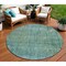 Homeroots 8' Teal Blue And Ivory Round Abstract Washable Indoor Outdoor Area Rug 631103 - alternate 1