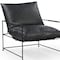 Homeroots 28" Black Genuine Leather Distressed Arm Chair 588331 - alternate 2