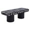 Homeroots 49in White and Black Fabric and Solid Wood Upholstered Bench 668858 - alternate 2
