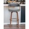 Homeroots 31" Gray And Wood Brown Faux Leather Swivel Bar Height Bar Chair 534470 - alternate 1