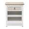 Homeroots 28" Natural And White Solid Wood Distressed One Drawer Nightstand With USB Port 571343 - alternate 2