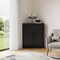 Homeroots Set Of Two Black Wood Corner Paneled Accent Cabinet With Two Doors 719681 - alternate 2