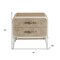 Homeroots 18" X 28" X 25" Vintage Beige Pu Wood Upholstered (Front) Metal Leg Veneer (Melamine) Nightstand 347162 - alternate 2