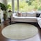 Homeroots 8' Khaki And Beige Round Abstract Washable Indoor Outdoor Area Rug 587418 - alternate 2