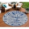 Homeroots 8' Navy Blue And Ivory Round Animal Print Washable Indoor Outdoor Area Rug 600632 - alternate 1