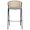 Leisuremod Ervilla Wicker Bar Stool with Fabric Seat and Black Powder Coated Steel Frame, Grey EBBL-31GR - alternate 2
