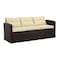 Homeroots Five Piece Outdoor Dark Brown Wicker Sofa Seating Group with Beige Cushions 558547 - alternate 2