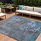 Homeroots 10' X 14' Teal Blue Taupe And Sky Blue Abstract Washable Indoor Outdoor Area Rug 618243 - alternate 1