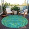Homeroots 8' Teal Blue And Green Round Animal Print Washable Indoor Outdoor Area Rug 600710 - alternate 2