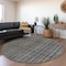 Homeroots 8' Gray And Silver Round Striped Washable Indoor Outdoor Area Rug 615051 - alternate 2
