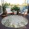 Homeroots 8' Olive Green And Ivory Round Abstract Washable Indoor Outdoor Area Rug 612336 - alternate 2