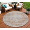 Homeroots 8' Copper And Beige Round Floral Washable Indoor Outdoor Area Rug 605081 - alternate 1