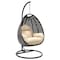 Leisuremod Charcoal Wicker Hanging Egg Swing Chair with Taupe Cushions ESCCH-40TP - alternate 1
