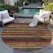 Homeroots 8' Chocolate Beige And Copper Round Striped Washable Indoor Outdoor Area Rug 598880 - alternate 2