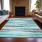 Homeroots 8' X 10' Teal Blue Plum And Ivory Striped Washable Indoor Outdoor Area Rug 631416 - alternate 3