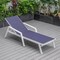 Leisuremod Marlin Patio Chaise Lounge Chair with Armrests in White Aluminum Frame, Navy Blue MLAW-77NBU - alternate 2