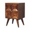 Homeroots 24" Chestnut Solid Wood Square Carved Geometric Two Drawer Nightstand 651598 - alternate 2