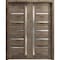 Sartodoors Sliding French Double Pocket Doors Frosted Glass Oak 64x96 (2* 32x96) Solid Core Modern Interior QUADRO4088DP-AKA-6496 - alternate 1
