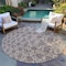 Homeroots 8' Ivory Taupe And Beige Round Floral Washable Indoor Outdoor Area Rug 582280 - alternate 2