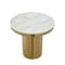 Homeroots 22" Gold And White Marble And Stainless Steel Round End Table 544063 - alternate 2