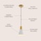 Jonathan Y Apollo 6" 1-Light Mid-Century Modern Iron LED Pendant, White/Brass Gold JYL6131B - alternate 2