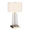 Homeroots 27" Brass and Clear Metal and Glass Table Lamp With White Drum Shade 524276 - alternate 2