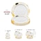 Smarty Had A Party 10.25" White w/Black and Gold Abstract Squares Pattern Round Plastic Dinner Plates, 120 Plates, 120PK 4810BG-CASE - alternate 2