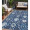 Homeroots 5' X 8' Navy Blue Charcoal And Ivory Damask Washable Indoor Outdoor Area Rug 599437 - alternate 1