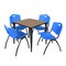 Regency Square Kahlo Breakroom Table W/ 4 M Stack Chairs, 30 in W, 30 in L, Noble Oak TPL3030NOBK47BE - alternate 1