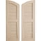 Ekena Millwork Timberthane Hand Hewn 2 Equal Louver w/Elliptical Top Faux Wood Shutters, 18W x 76H, 70 Low Side, PR SHULVL18X76HHPR - alternate 1