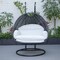Leisuremod Mendoza Charcoal Wicker Hanging 2 person Egg Swing Chair with White Cushions MSCCH-53W - alternate 2