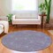 Homeroots 8' Purple And Ivory Round Geometric Washable Indoor Outdoor Area Rug 614109 - alternate 2
