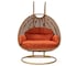 Leisuremod Mendoza Light Brown Wicker Hanging 2 person Egg Swing Chair with Orange Cushions MSCLBR-53OR - alternate 1