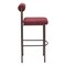 Homeroots Set of Two 30" Red and Bronze Shearling and Steel Low Back Bar Height Bar Chairs 555720 - alternate 2
