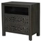 Homeroots 30" Black Solid Wood Distressed Carved Floral Two Drawer Nightstand 569585 - alternate 2