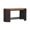 Homeroots 35in Brown Genuine Leather and Solid Wood Upholstered Storage Bench With Shelves 723434 - alternate 2