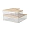 Martha Stewart Brody Clear Plastic Storage Organizer Bins W/Light Natural Paulownia Wood Lids, Small/Med/Lrg Bins BE-PB3317-WD-3-CL-NT-MS - alternate 1